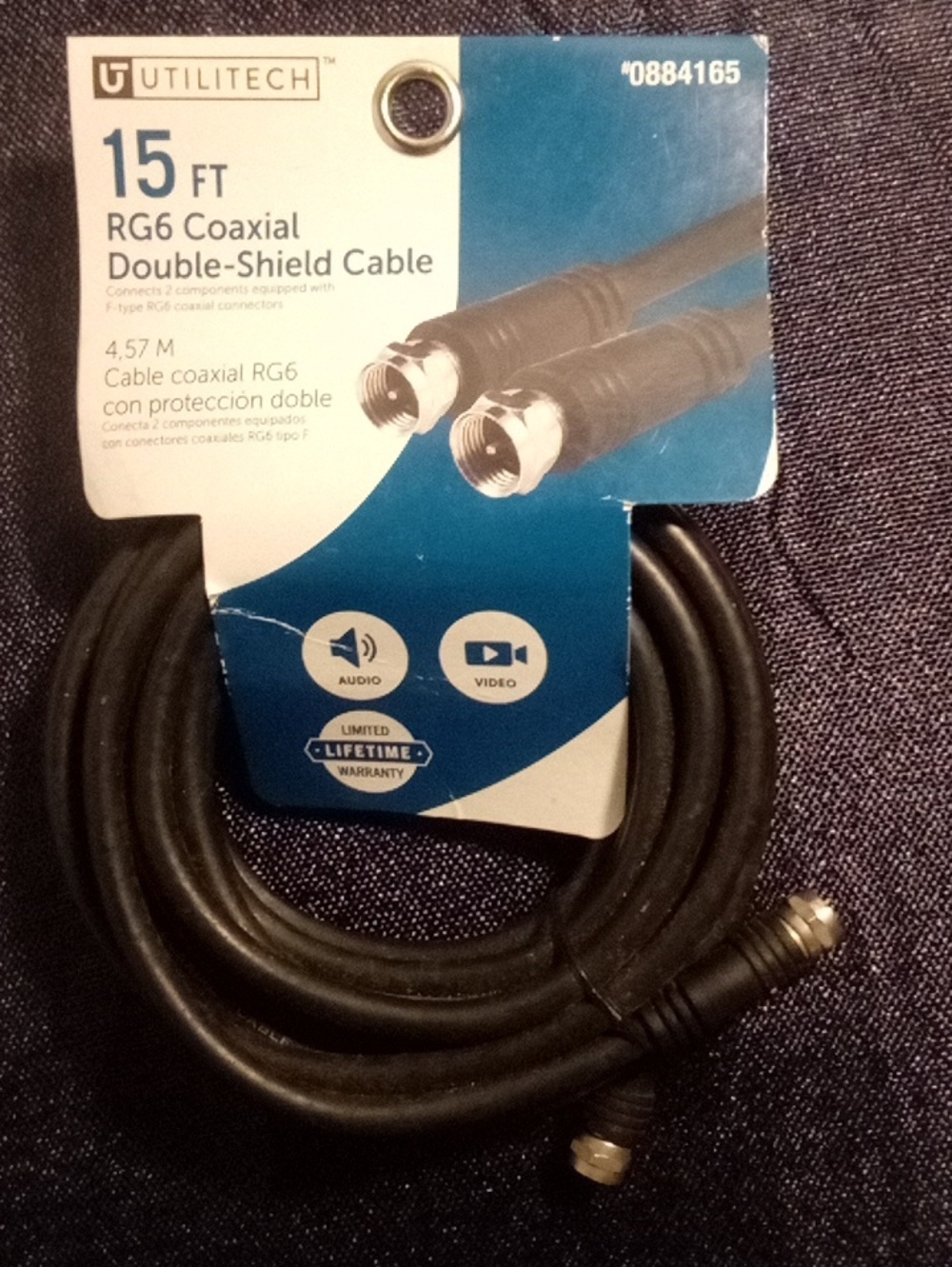 Utilitech 15 ft RG6 Coaxial Double-Shield Cable - Black